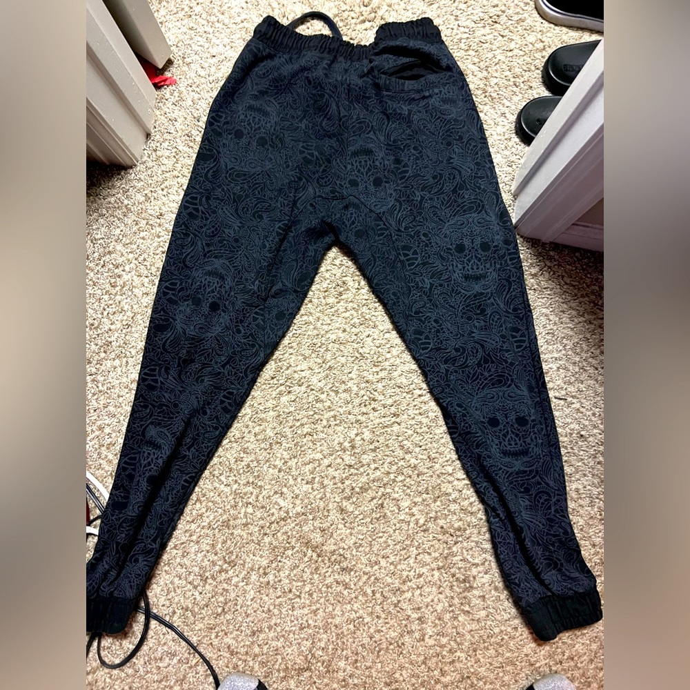 Black snake skin joggers